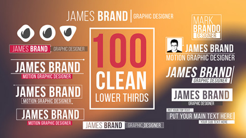 100 Clean Lower Thirds - Project for After Effects (Videohive)