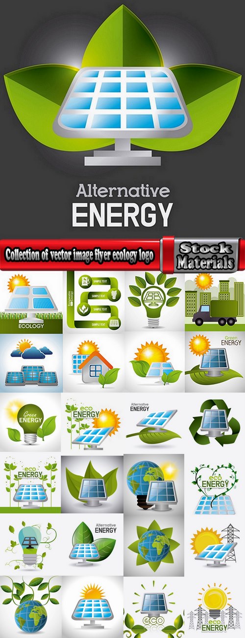 Collection of vector image flyer stretched ecology logo banner slogan business template 25 EPS