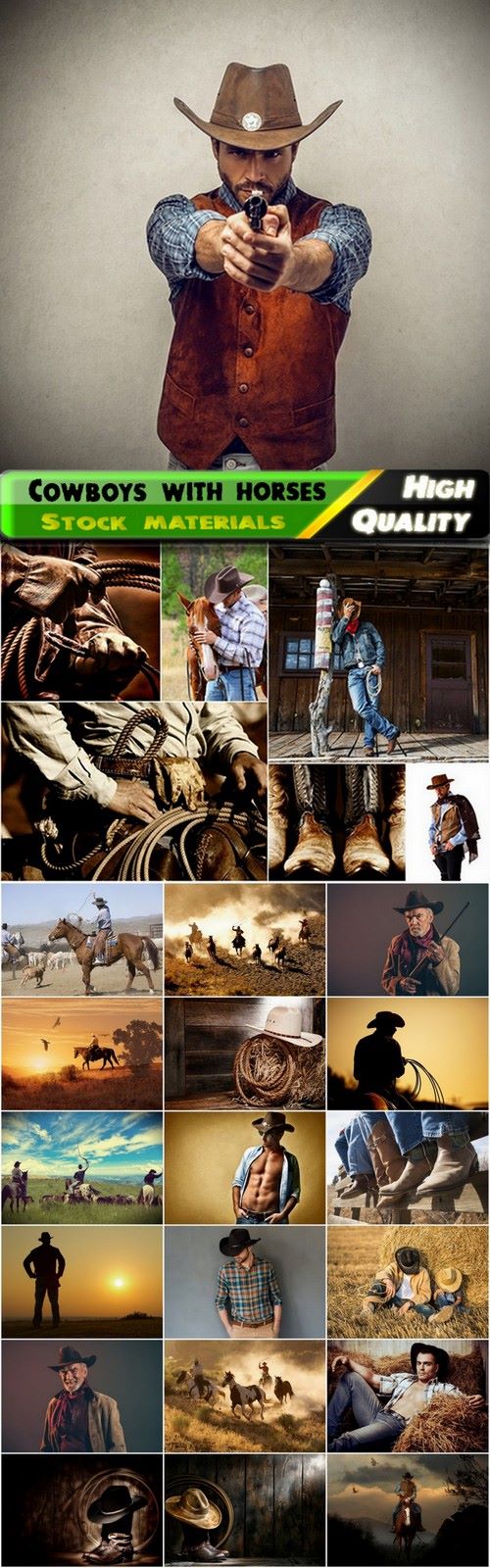 Cowboys  from wild west with horses - 25 HQ Jpg