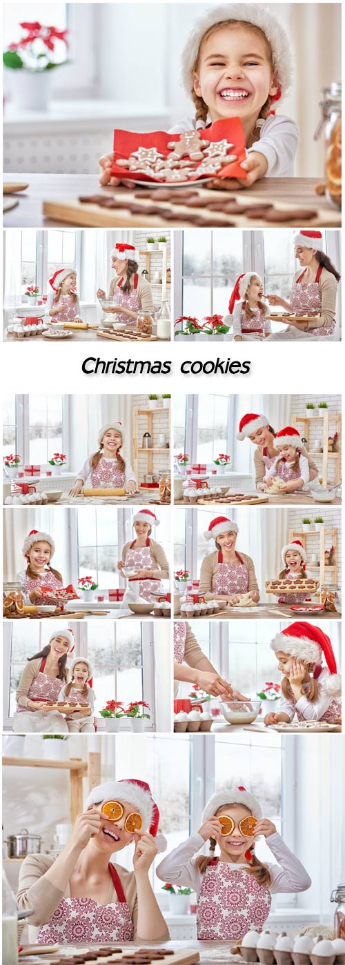 Christmas cookies, mother and daughter