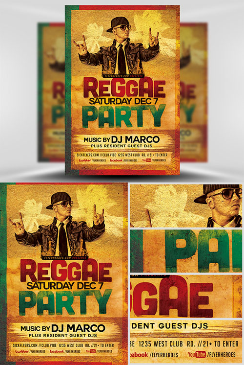 Flyer Template PSD - Reggae Party 1
