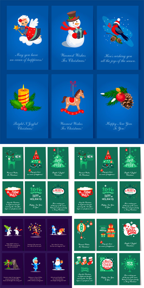 Vector Set of Christmas greeting cards