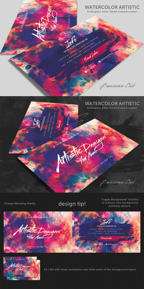 CM - Watercolour Artistic Business Card 451866