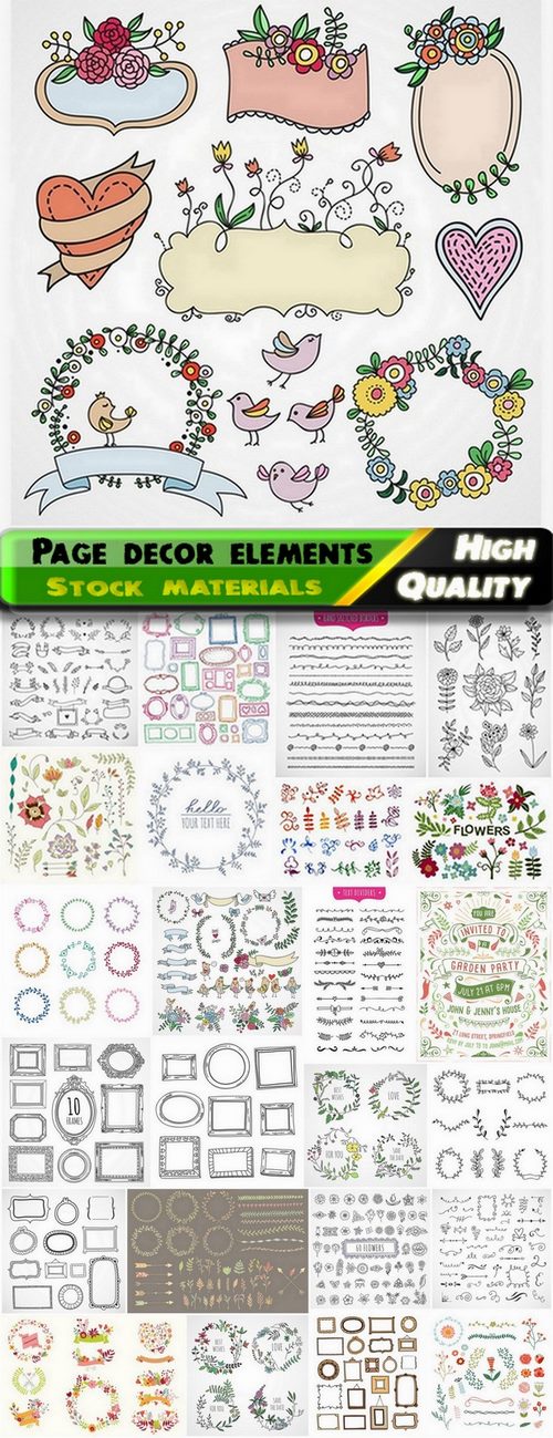 Hand drawn cute calligraphic elements - 25 Eps