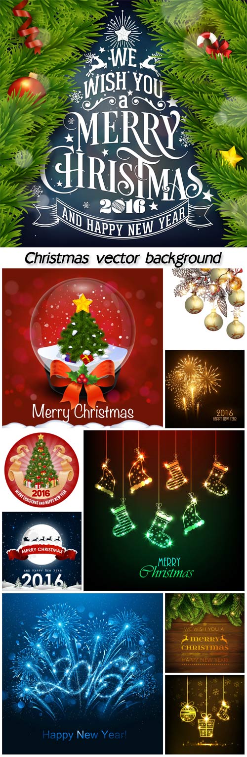Vector set of Christmas, Christmas tree, Christmas balls