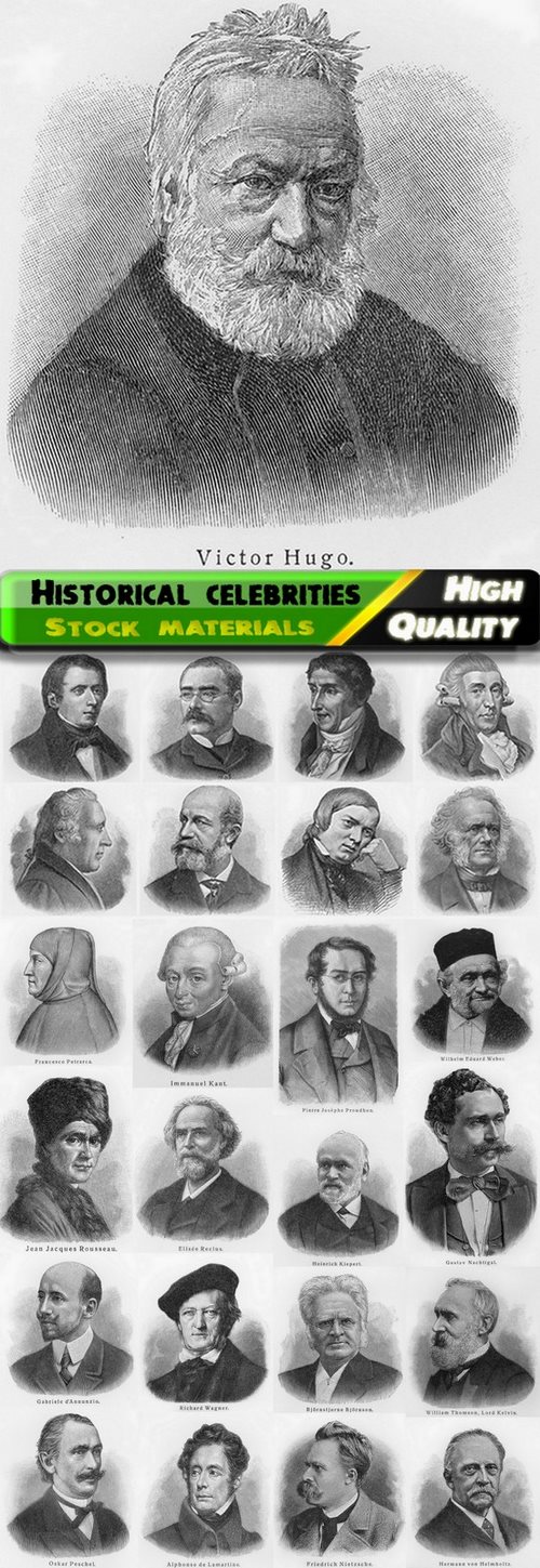 Hand drawn illustrations of historical celebrities 3 - 25 HQ Jpg