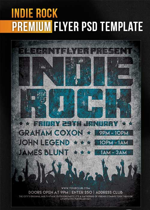 Indie Rock Flyer PSD Template + Facebook Cover