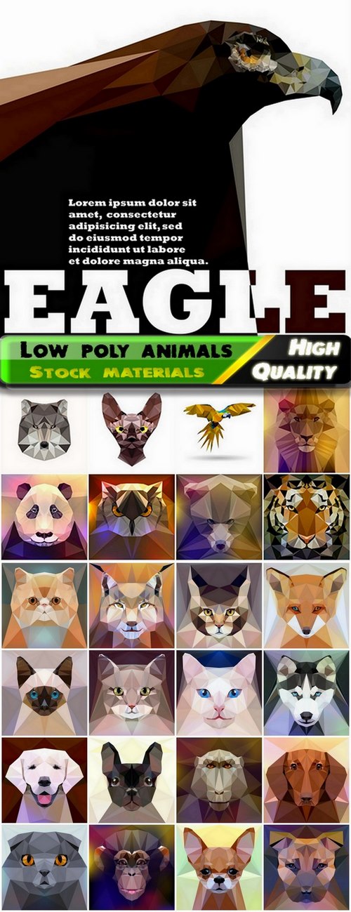 Low poly wild animals and pets - 25 Eps