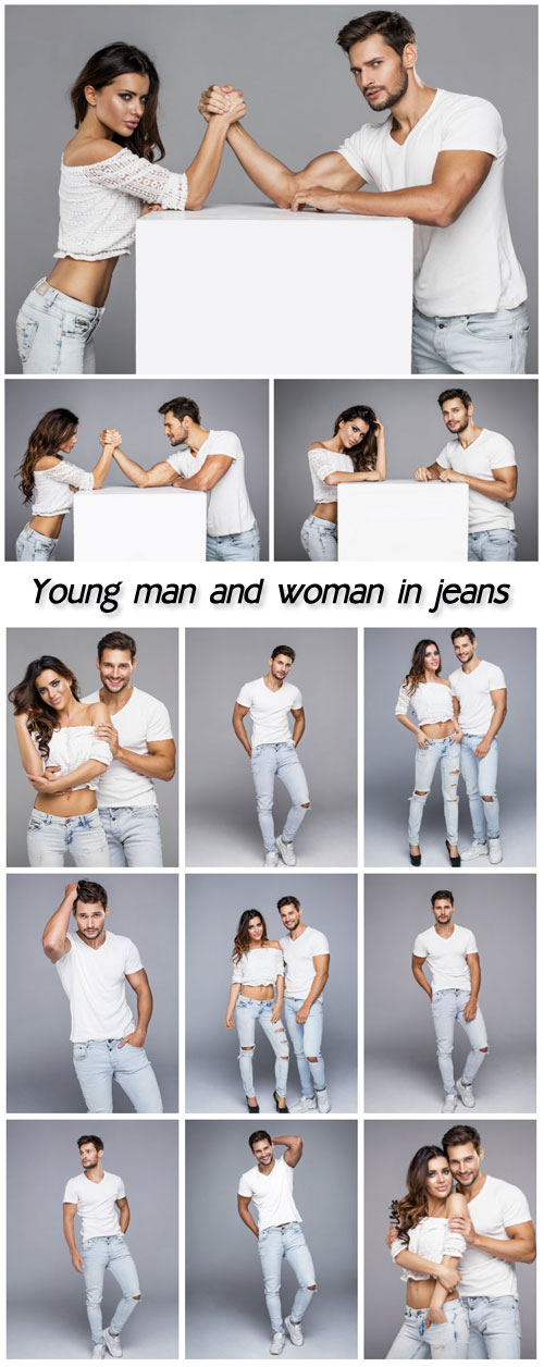 Young man and woman in jeans