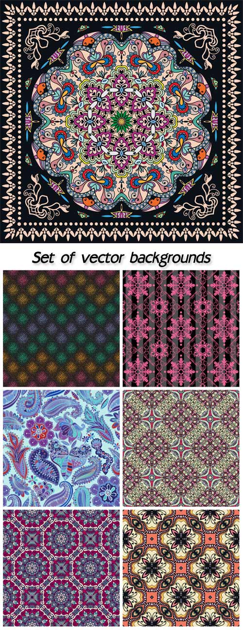 Set of vector backgrounds with patterns