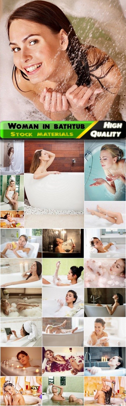 Woman in bathroom with foam in bathtub - 25 HQ Jpg