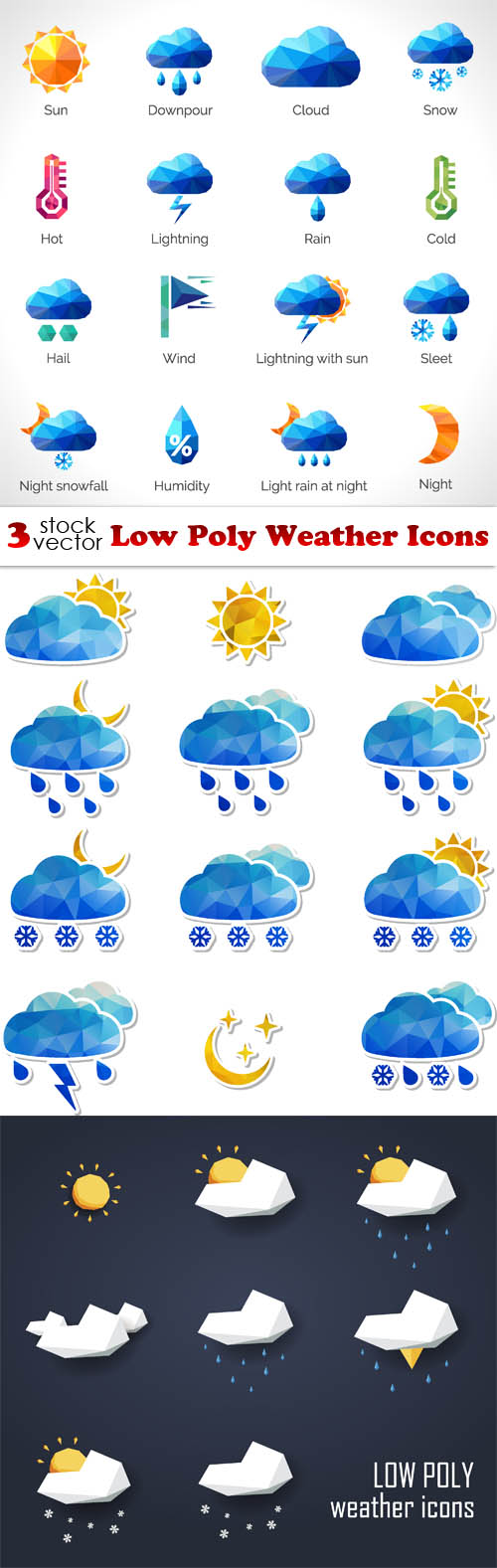 Vectors - Low Poly Weather Icons