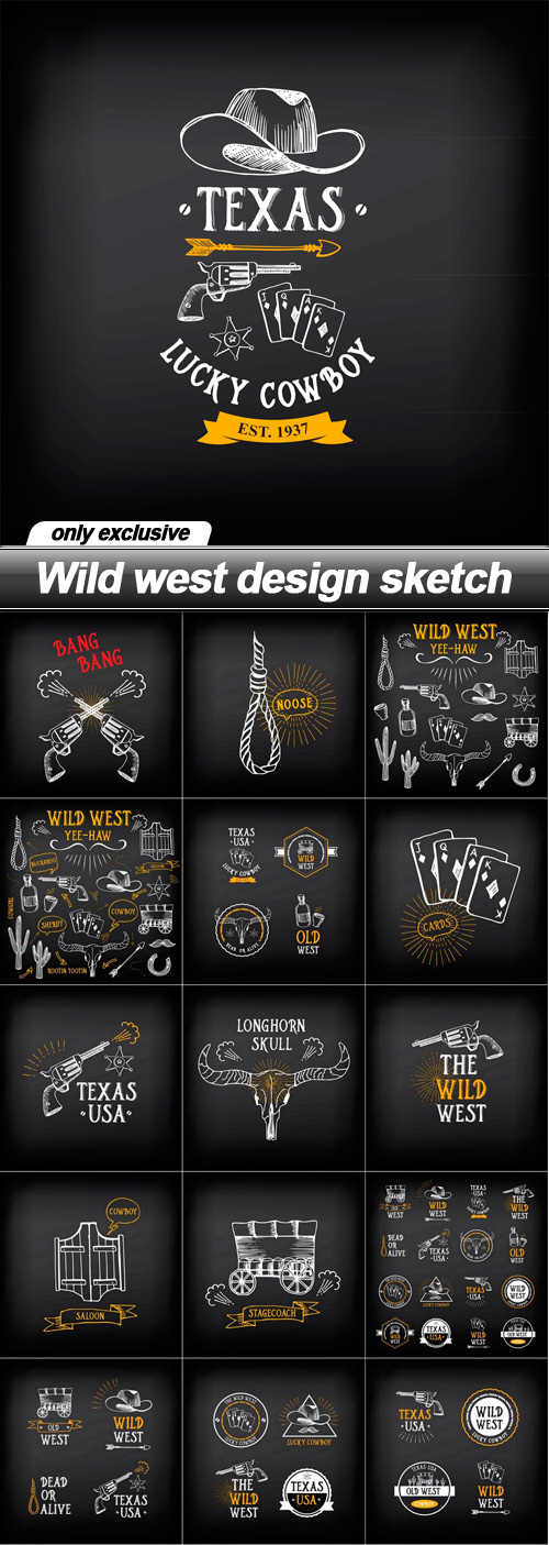Wild west design sketch - 16 EPS
