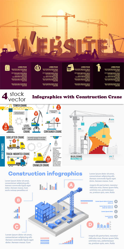 Vectors - Infographics with Construction Crane