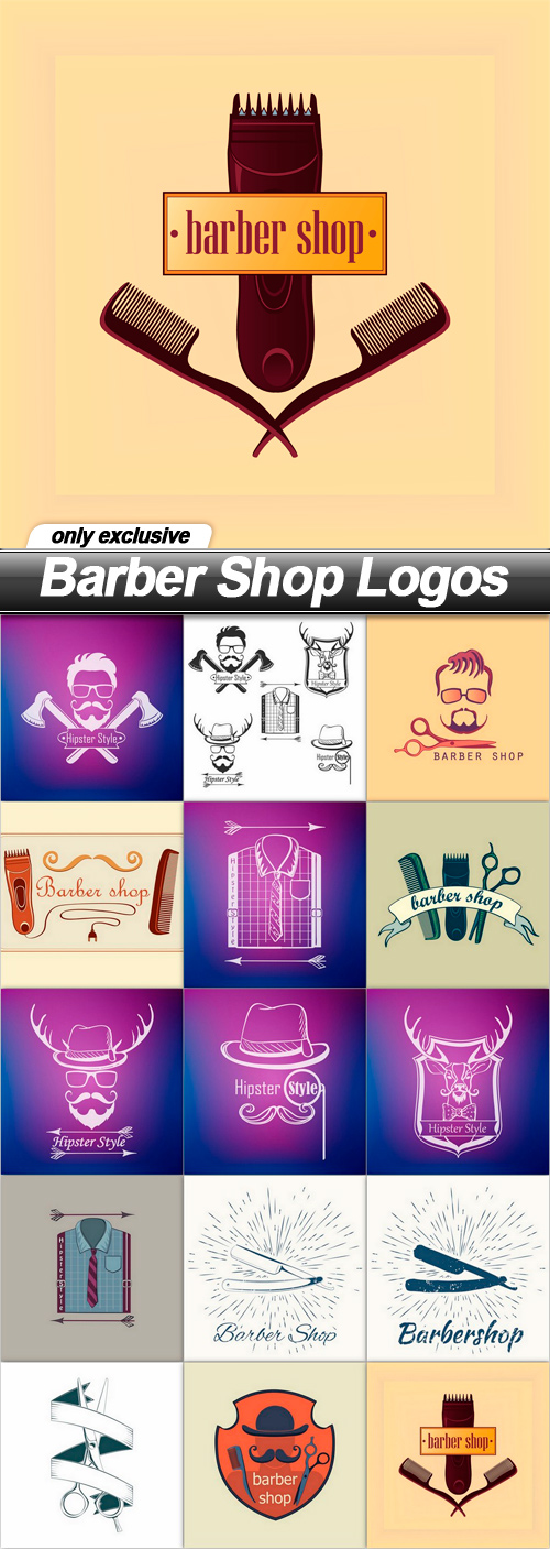 Barber Shop Logos - 15 EPS