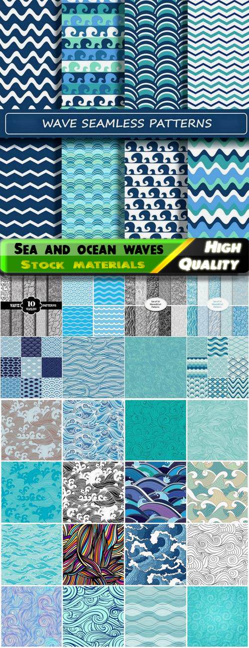 Seamless pattern of sea or ocean waves - 25 Eps