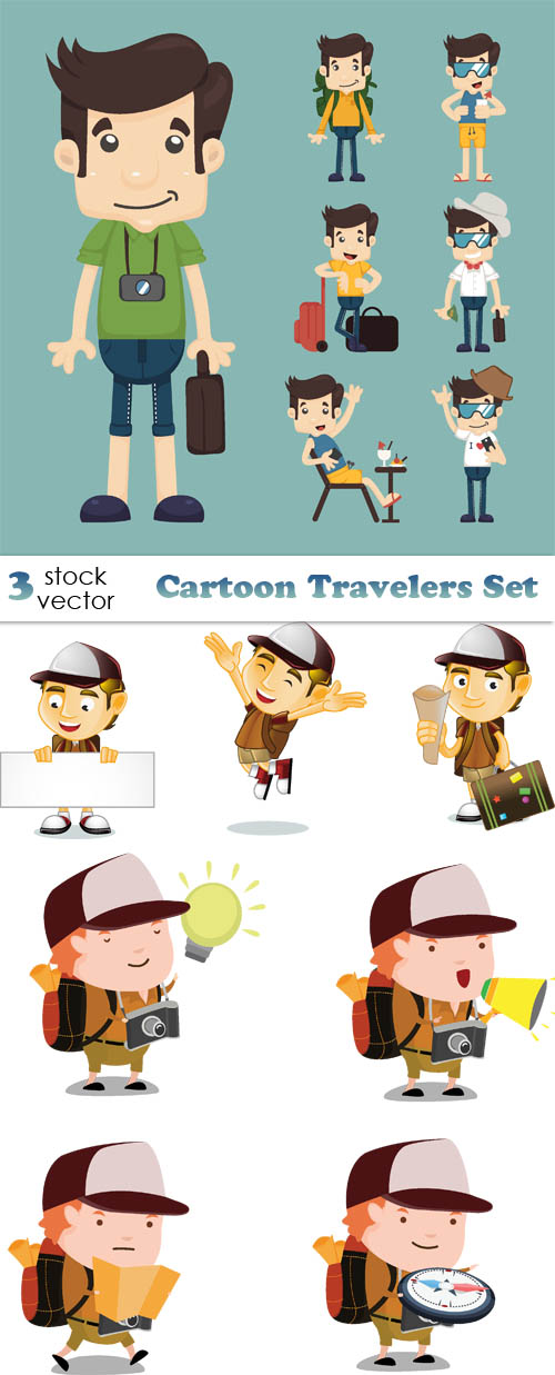 Vectors - Cartoon Travelers Set