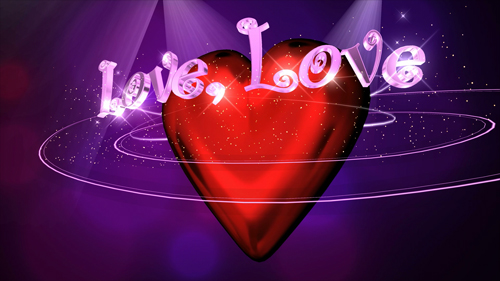 Heart with love on purple background