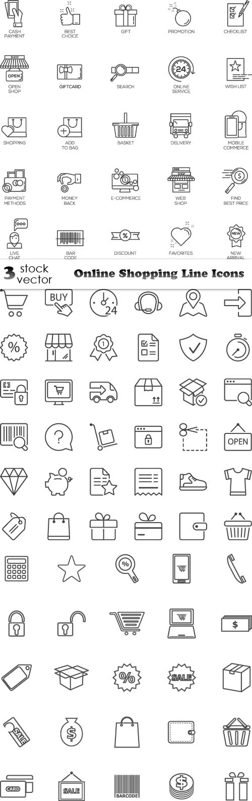 Vectors - Online Shopping Line Icons