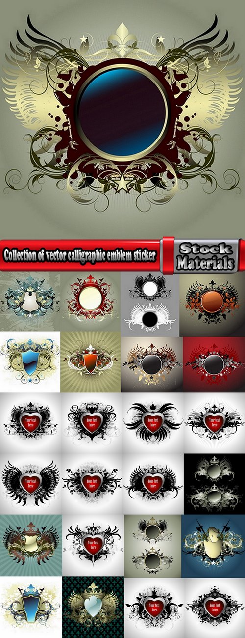 Collection of vector calligraphic emblem sticker picture frame 25 EPS