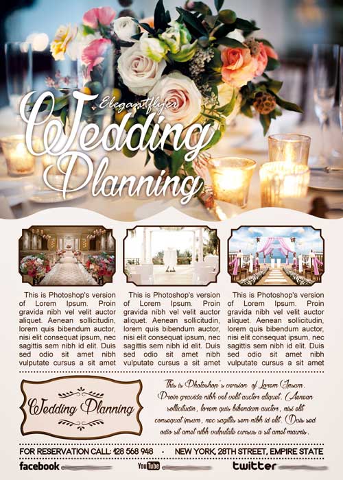 Wedding Planning Flyer PSD Template + Facebook Cover