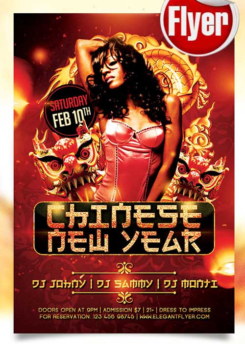 Chinese New Year Flyer PSD Template + Facebook Cover