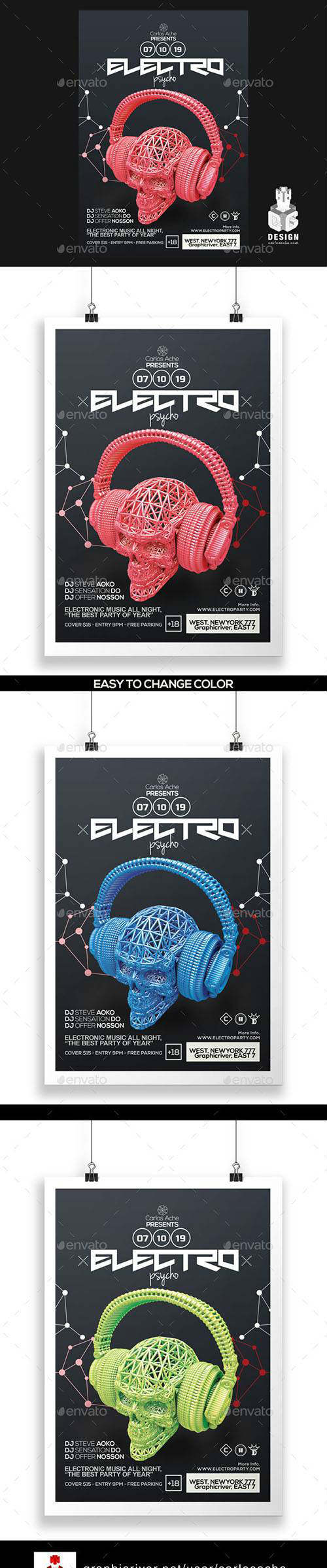 Electro Psycho Poster - Flyer Template id 12145305 (Graphicriver)