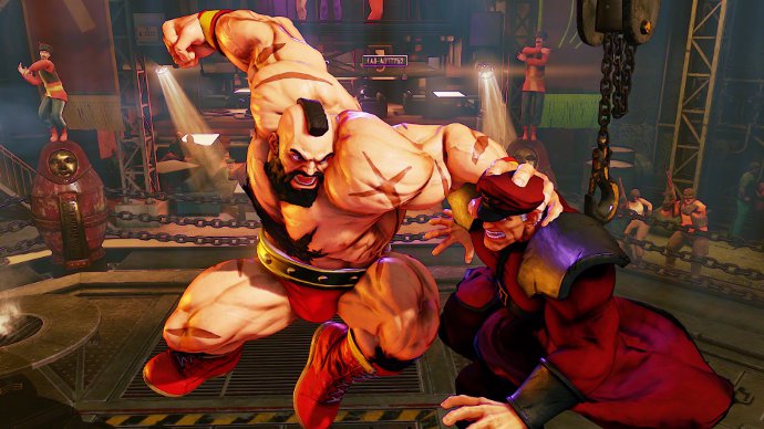 Скриншот из игры Street Fighter 5, изображена драка двух бойцов
