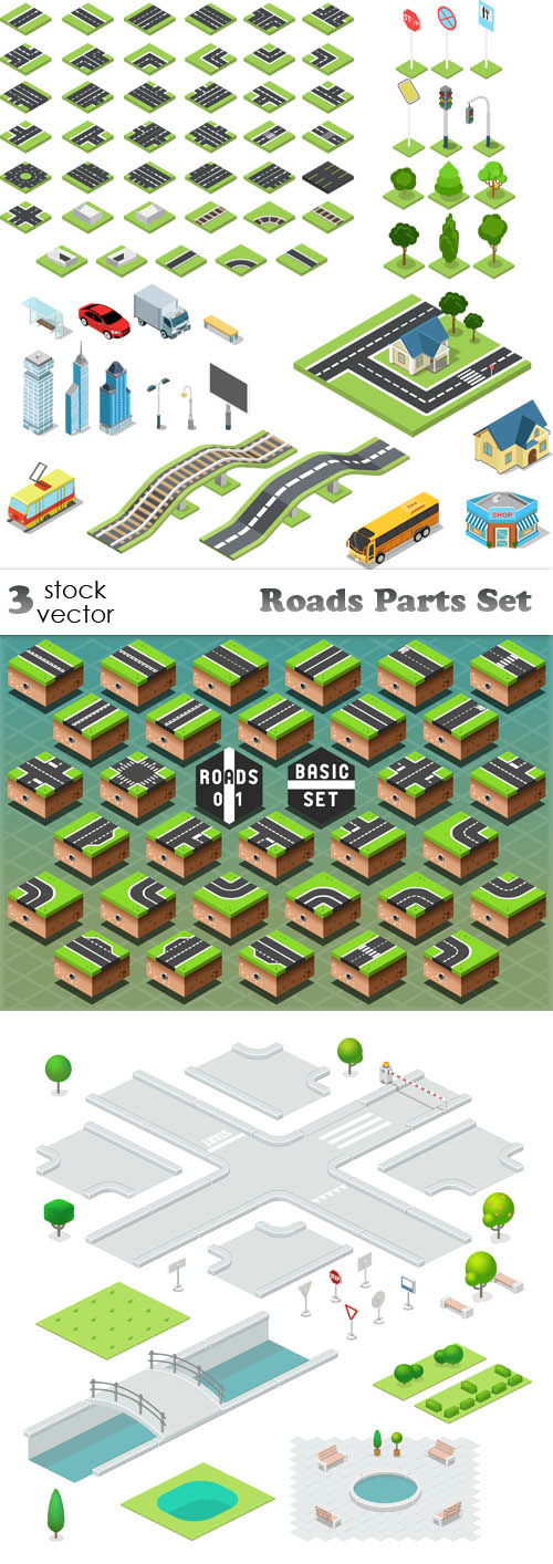 Vectors - Roads Parts Set