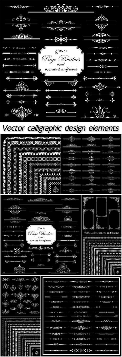 Vector calligraphic design elements,  borders and frames