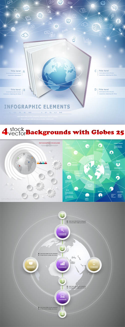 Vectors - Backgrounds with Globes 25