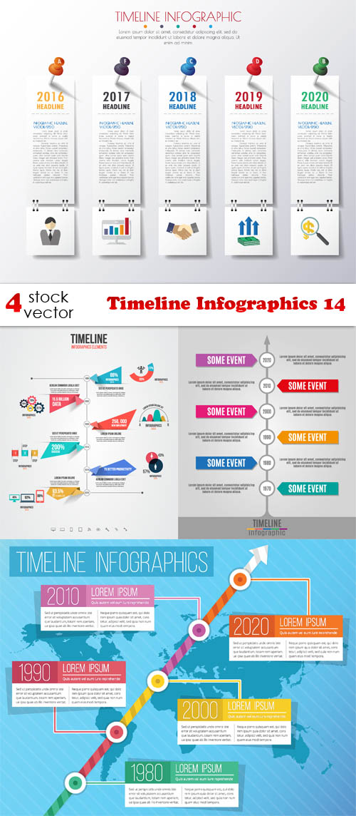 Vectors - Timeline Infographics 14