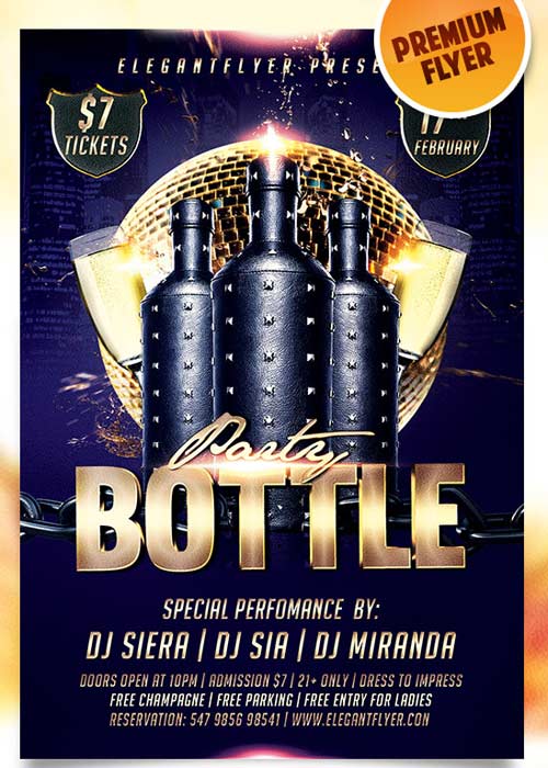 Bottle Party Flyer PSD Template + Facebook Cover