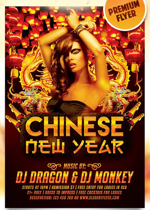 Chinese New Year Flyer PSD Template + Facebook Cover