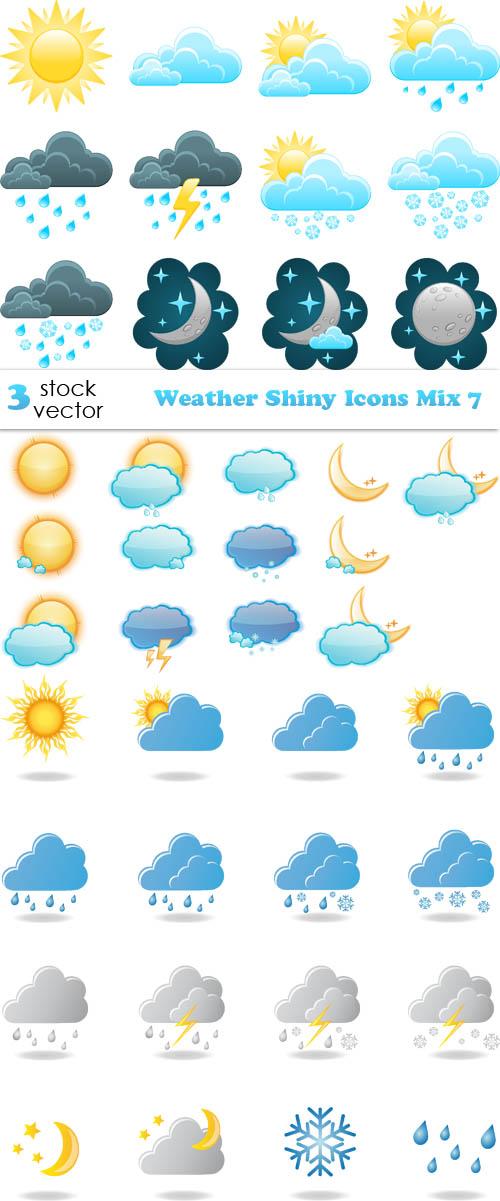 Vectors - Weather Shiny Icons Mix 7
