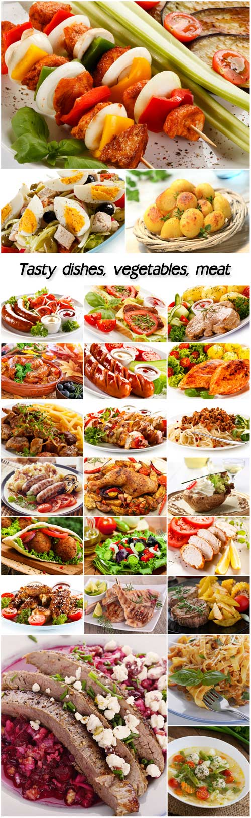 Tasty dishes, vegetables, meat
