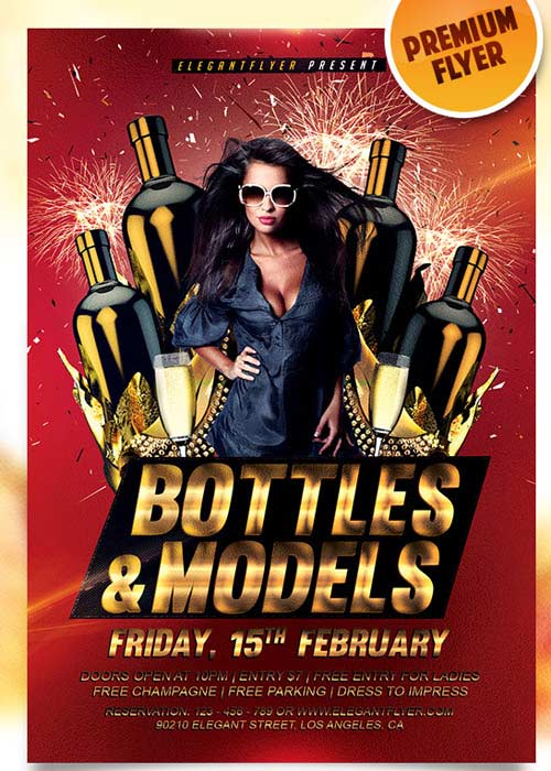 Bottle and Models Flyer PSD Template + Facebook Cover