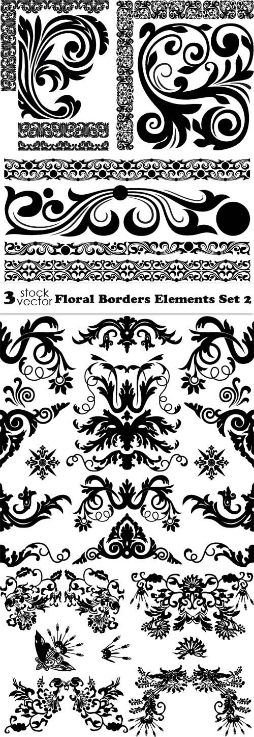 Vectors - Floral Borders Elements Set 2