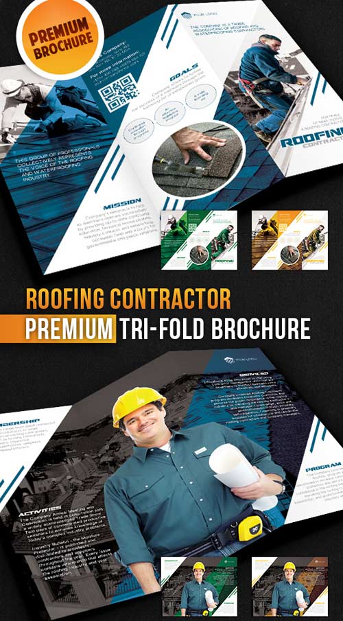 Roofing Contractor  Tri-Fold Brochure PSD Template