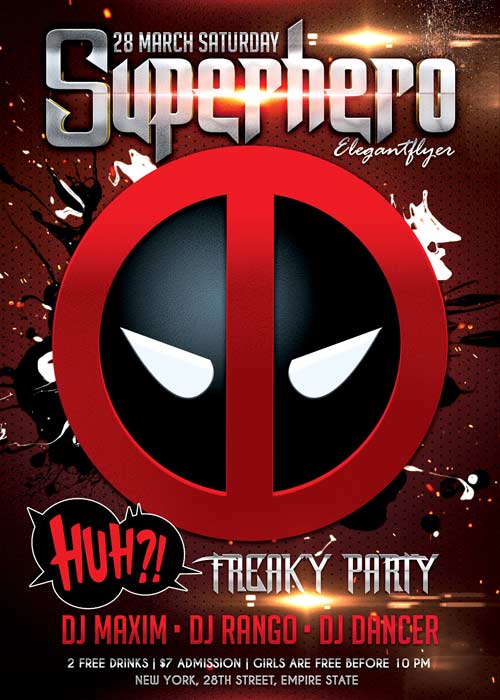 Superhero Party Flyer PSD Template + Facebook Cover