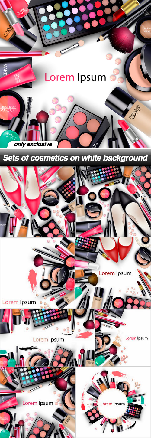 Sets of cosmetics on white background - 8 UHQ JPEG