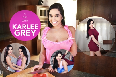 A day with Karlee Grey (lifeselector.com/SuslikX) [uncen] [2016, POV, hardcore, blowjob, facial, vaginal, big tits, threesome, brunette, foot fetish, deep throat, titfuck, titjob, pornstar, busty, mini skirt, doggy, curvy, bubble butt, latina] [eng]