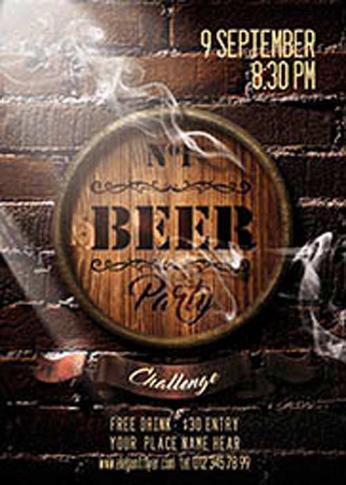 Beer Party Flyer PSD Template + Facebook Cover