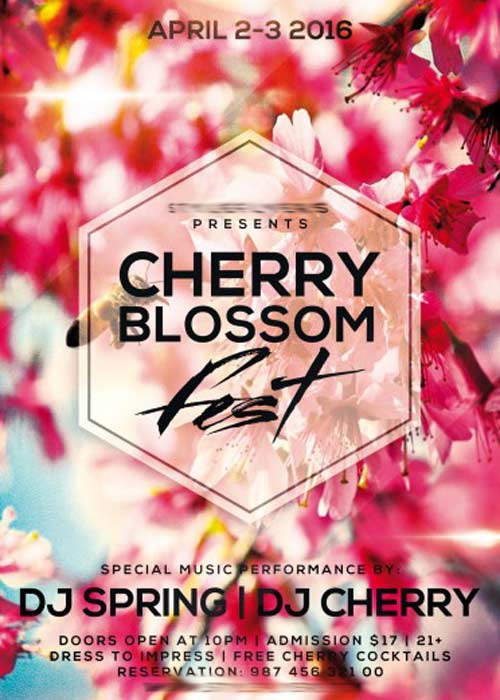Cherry Blossom Fest Flyer PSD Template + Facebook Cover