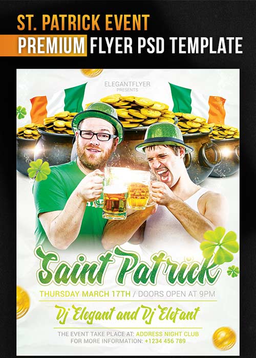 Saint Patricks Day V7  Flyer PSD Template + Facebook Cover