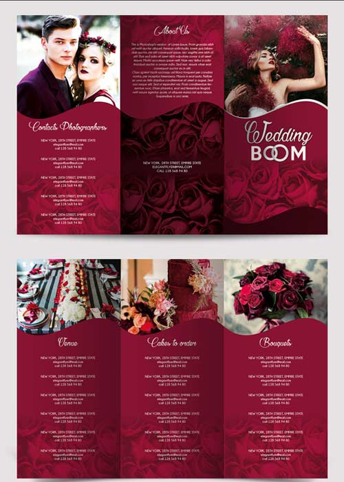 Wedding BOOM Tri-Fold Brochure PSD Template