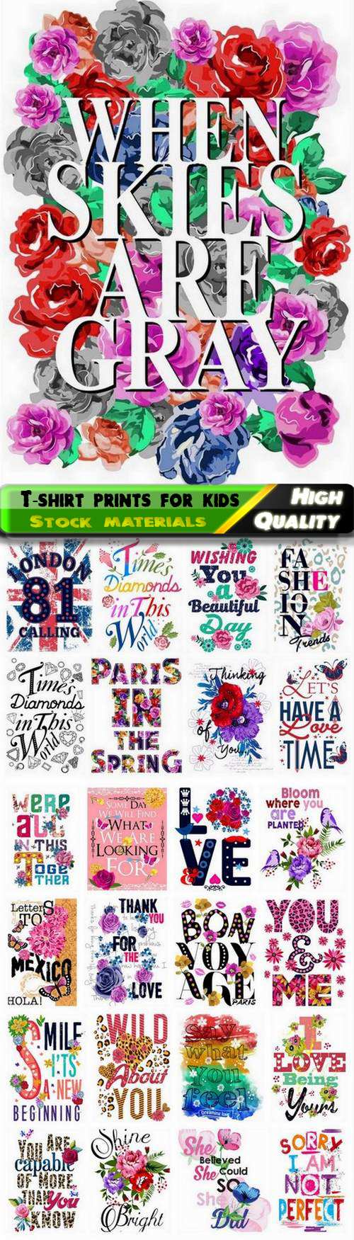 Cute t-shirt prints design for children 3 - 25 Eps