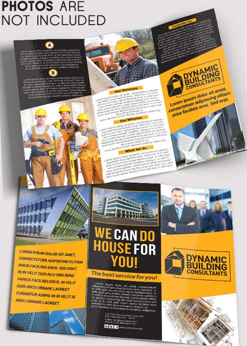 Building Agency Tri-Fold Brochure PSD Template
