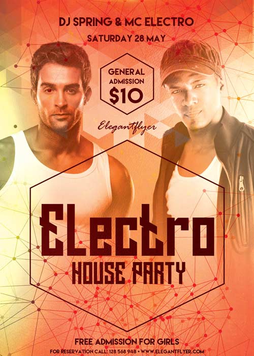 Electro House Party Flyer V2 PSD Template + Facebook Cover