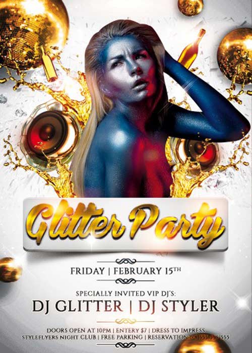 Glitter Party V2 Flyer PSD Template + Facebook Cover